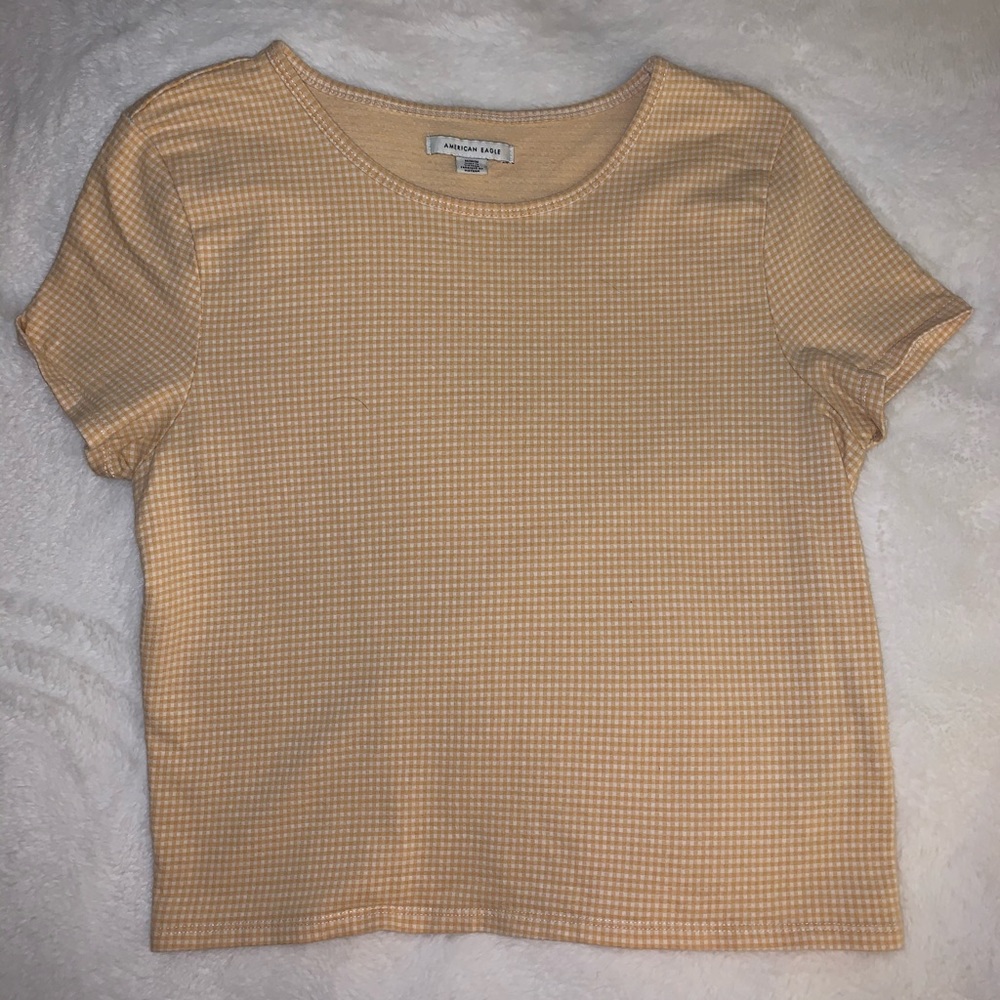 Yellow and white cropped shirt